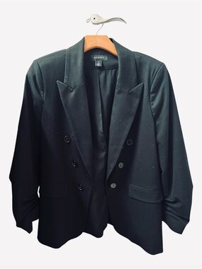Halogen Black Double-Breasted Blazer